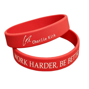 Work Harder Be Better Charlie Kirk Printed Silicone Bracelet | Justice Charlie Kirk Memorial Silicone Wristbands | Charlie Kirk Signature Wristbands 683136