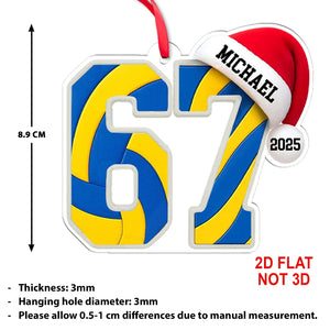 Custom Name 6 7 Volleyball Acrylic Ornament | Personalized Trending 6 7 Meme Sports Christmas Ornament 683656