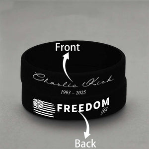 Charlie Kirk "FREEDOM" Printed Silicone Bracelet | Justice Charlie Kirk Memorial Silicone Wristbands | Charlie Kirk Signature Wristbands 683131