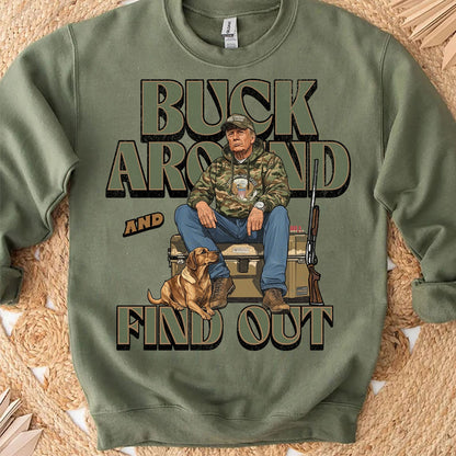 Trump Camo Hunting Shirt, Buck Around and Find Out Republican Outdoorsy Fishing Shirt Bright T1704 - GOP
