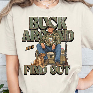 Trump Camo Hunting Shirt, Buck Around and Find Out Republican Outdoorsy Fishing Shirt Bright T1704 - GOP