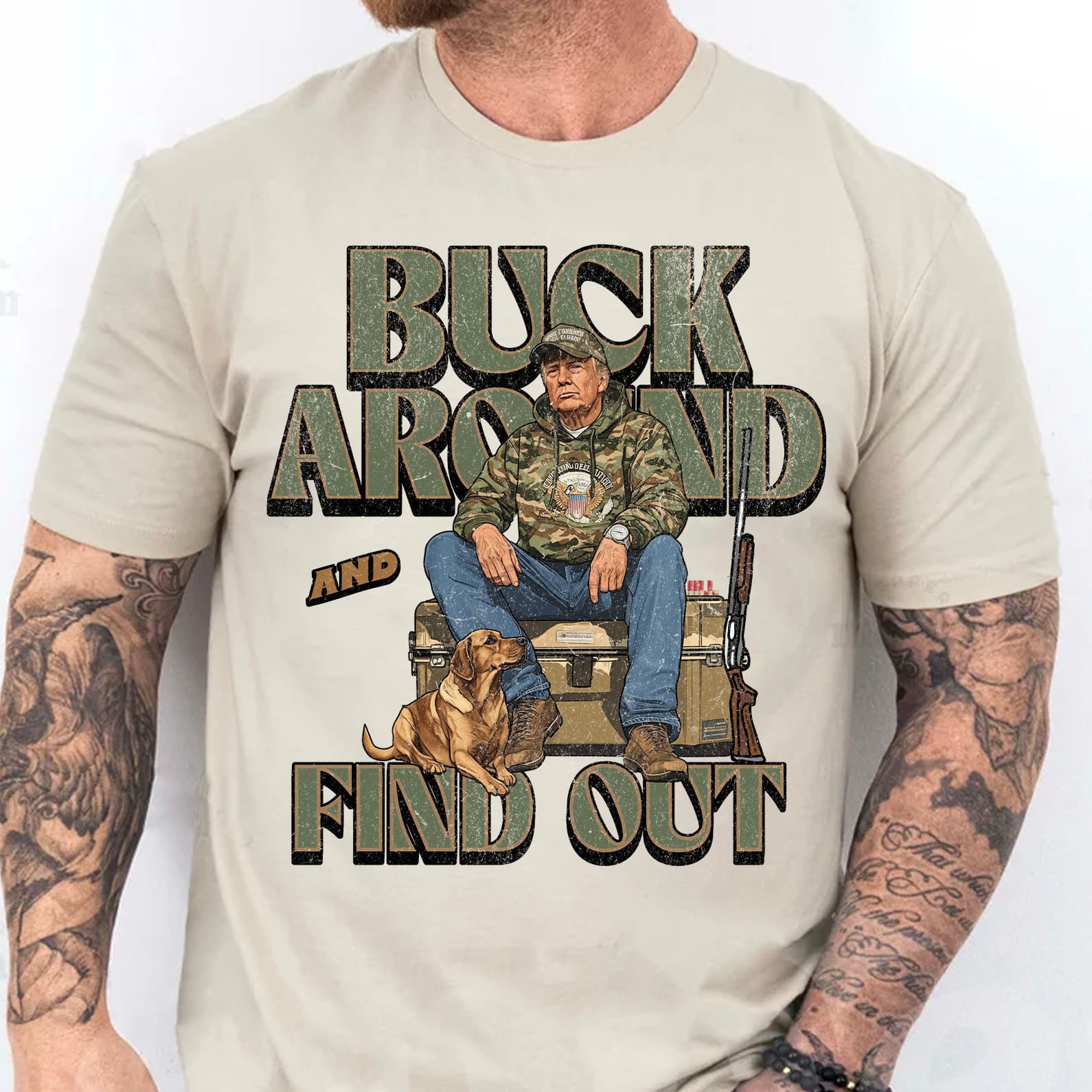 Trump Camo Hunting Shirt, Buck Around and Find Out Republican Outdoorsy Fishing Shirt Bright T1704 - GOP