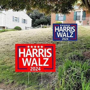 Harris Walz 2024 Yard Signs 2-Pack Double-Sided,Waterproof,Uv Resistant,12X18 Inches with Metal H-Stakes,Kamala Harris Tim Walz Campaign Rally Placard Outdoor Lawn Decoration