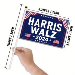 12pcs Kamala Harris Waltz 2024 Mini Flags - Durable Polyester, Perfect for Indoor & Outdoor Decorations