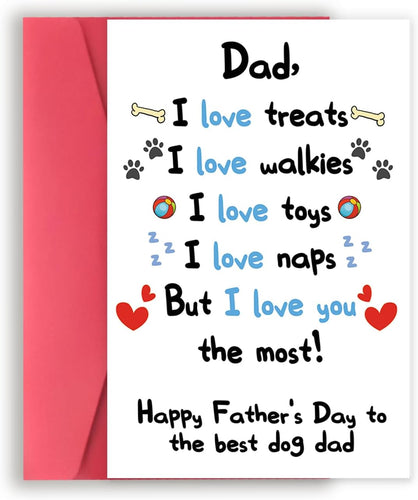 Funny Dog Dad Fathers Day Card from Son Daughter, Cute Dog Dad Gifts for Men