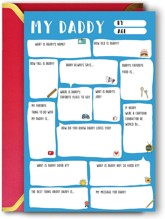 Daddy Fathers Day Greeting Card Dad Gift from Son Daughter