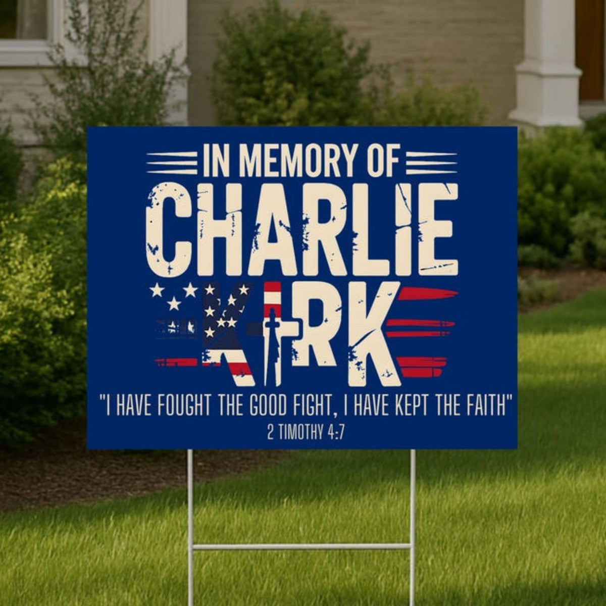 In Memory of Charlie Kirk Sign – Patriotic Memorial Yard Sign with Bible Verse, Faith Family Freedom Lawn Decoration 682994