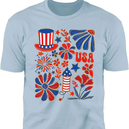 Retro America Coquette Shirt | Floral 4th Of July T-Shirt | Vintage USA Shirt | Land Of The Free Shirt | Independence Day Shirt 682323