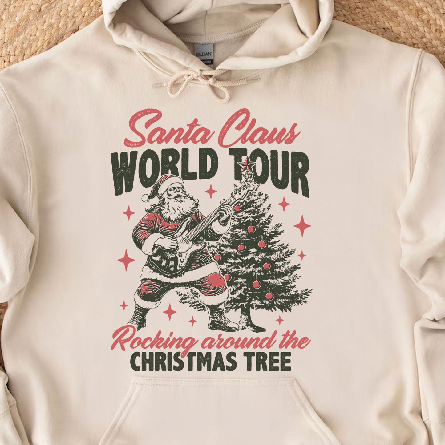 Retro Santa Claus Shirt, Vintage Merry Christmas Sweater, Funny Santa Rocking Around Christmas Tree Sweatshirt T1636