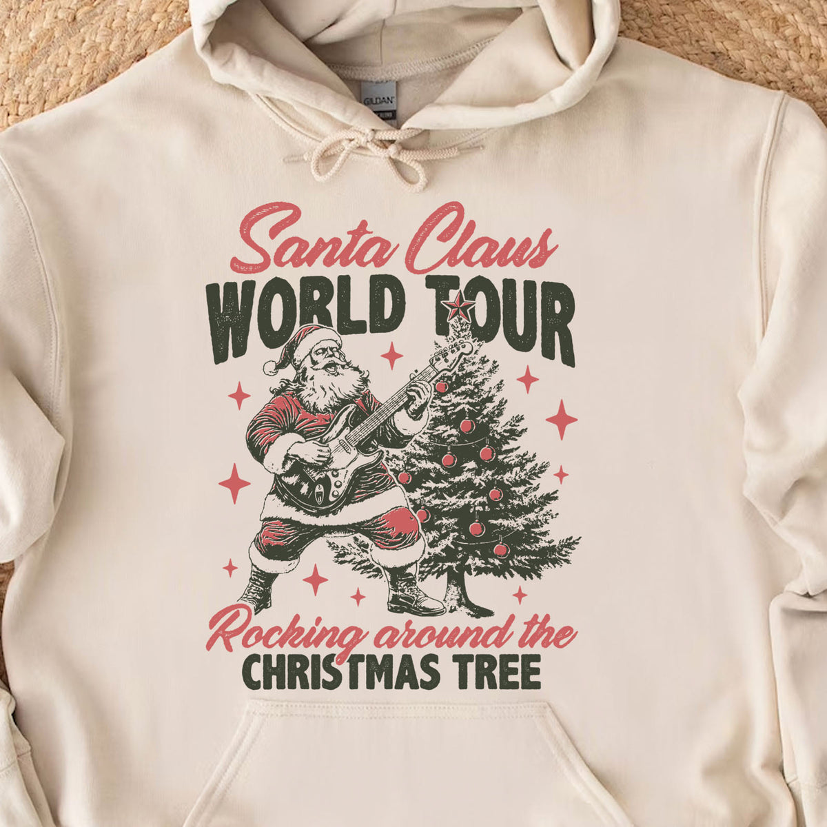 Retro Santa Claus Shirt, Vintage Merry Christmas Sweater, Funny Santa Rocking Around Christmas Tree Sweatshirt T1636