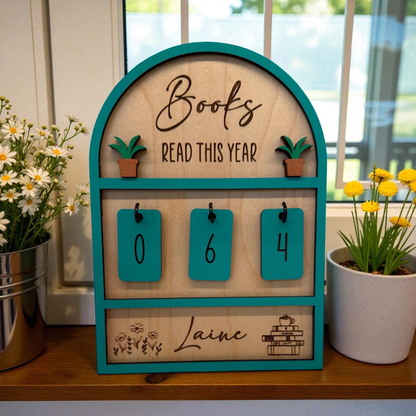 Personalized Books I Read This Year Counter, Custom Books Read Tracker, Book Lovers Gift, Bookshelf Decor, Book Ends, Gift for Readers