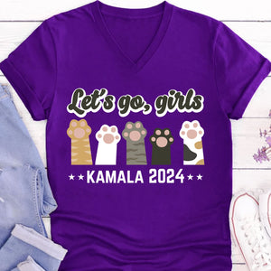 Let's Go Girls Childless Cat Lady Shirt | Democrat Shirt | Kamala Harris 2024 Shirt Dark T1479 - KH2