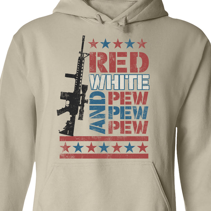 Red White and Pew Pew Pew Unisex Shirt | 4th of July Shirt | Retro America Patriotic Shirt Bright C1055