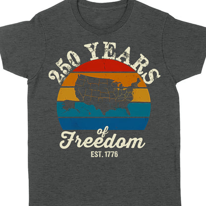 250 Years Of Freedom Retro Map Shirt | Happy 250th Birthday USA | Patriotic 4th Of July Tee | America 250th Anniversary | Independence Day Shirt 682569