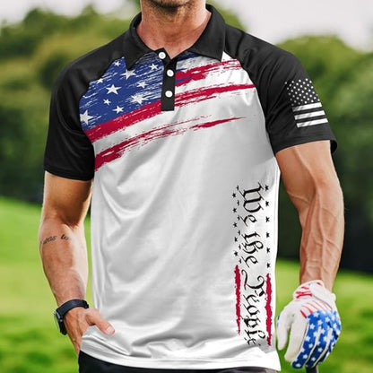 Patriotic American Graphic Polo Shirt| Personalized Golf Shirt | Golf Team Outfit | Gift For Golf Lovers 683996