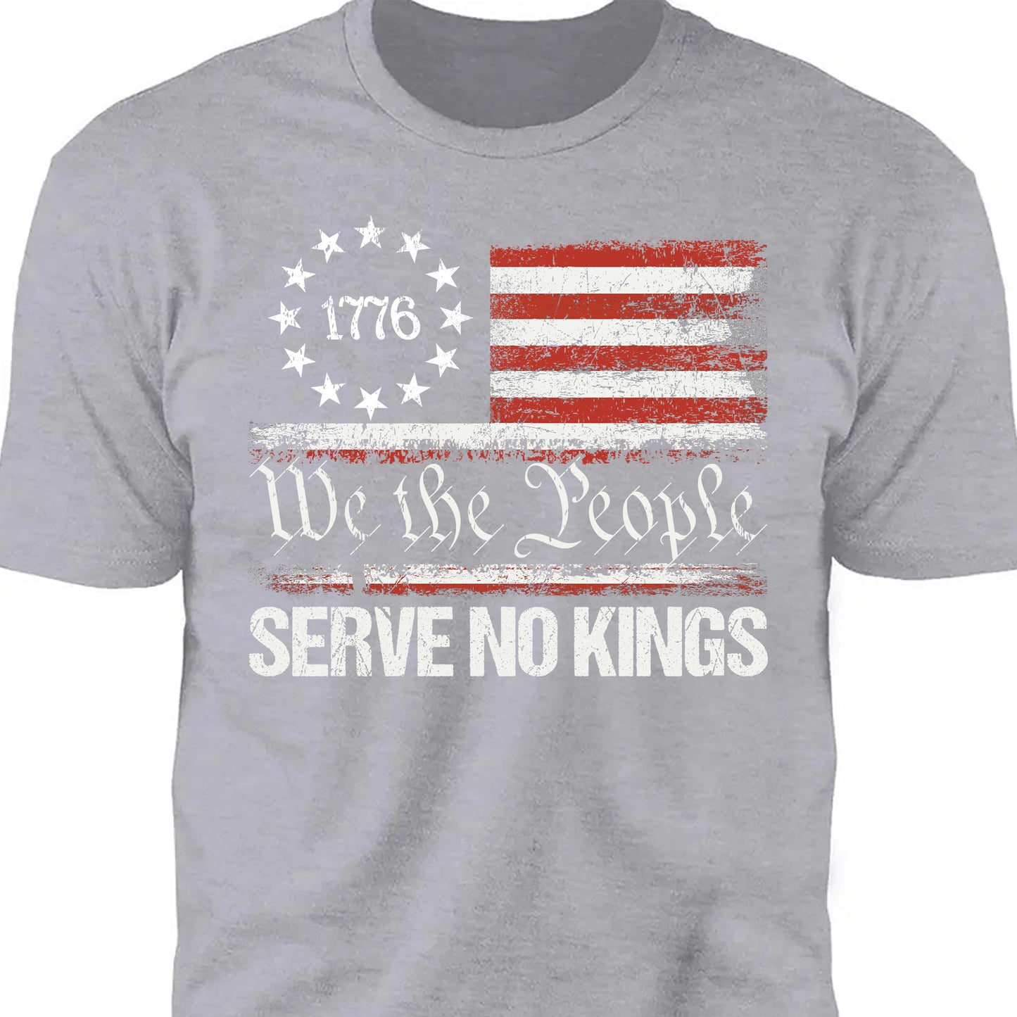 We The People Serve No Kings Shirt | Anti Trump Protest Tee | 1776 Distressed American Flag Dark Shirt 682475