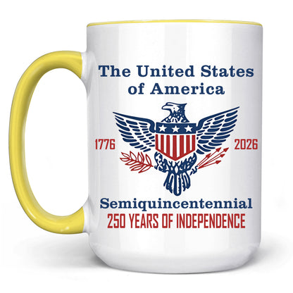 250 Years of Independence Mug | Happy 250th Birthday USA Mug | America 250th Anniversary White Mug Accent Mug 682595
