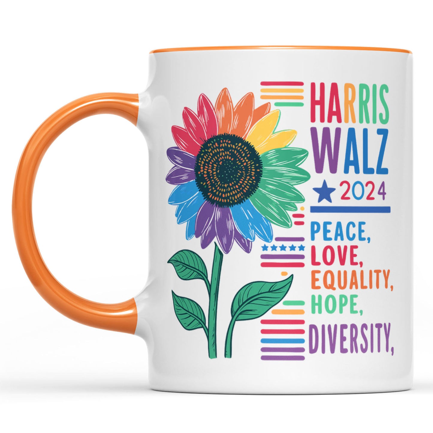 Harris Walz Peace Love 2024 Mug | Kamala Harris 2024 Mug | Democrat White Mug T1438 - KH2
