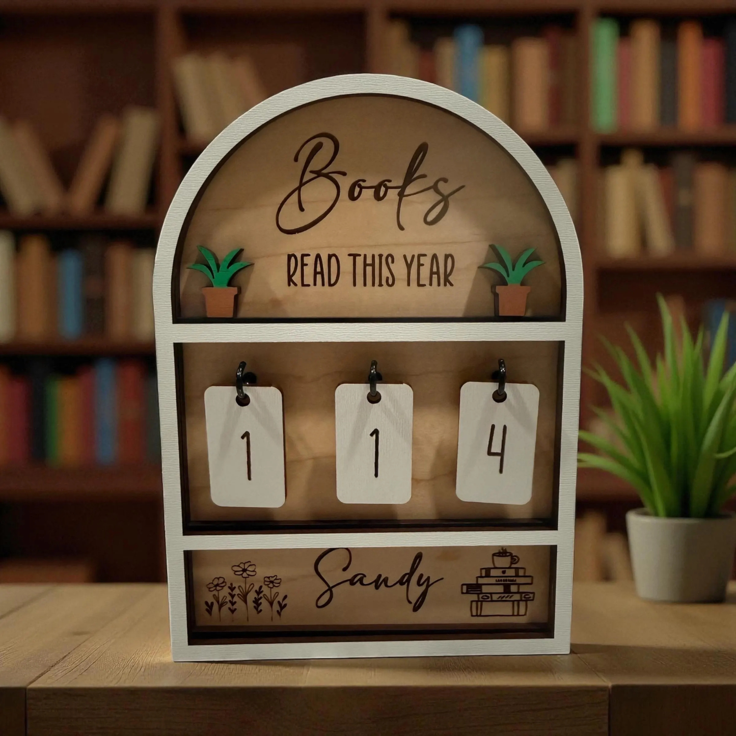 Personalized Books I Read This Year Counter, Custom Books Read Tracker, Book Lovers Gift, Bookshelf Decor, Book Ends, Gift for Readers