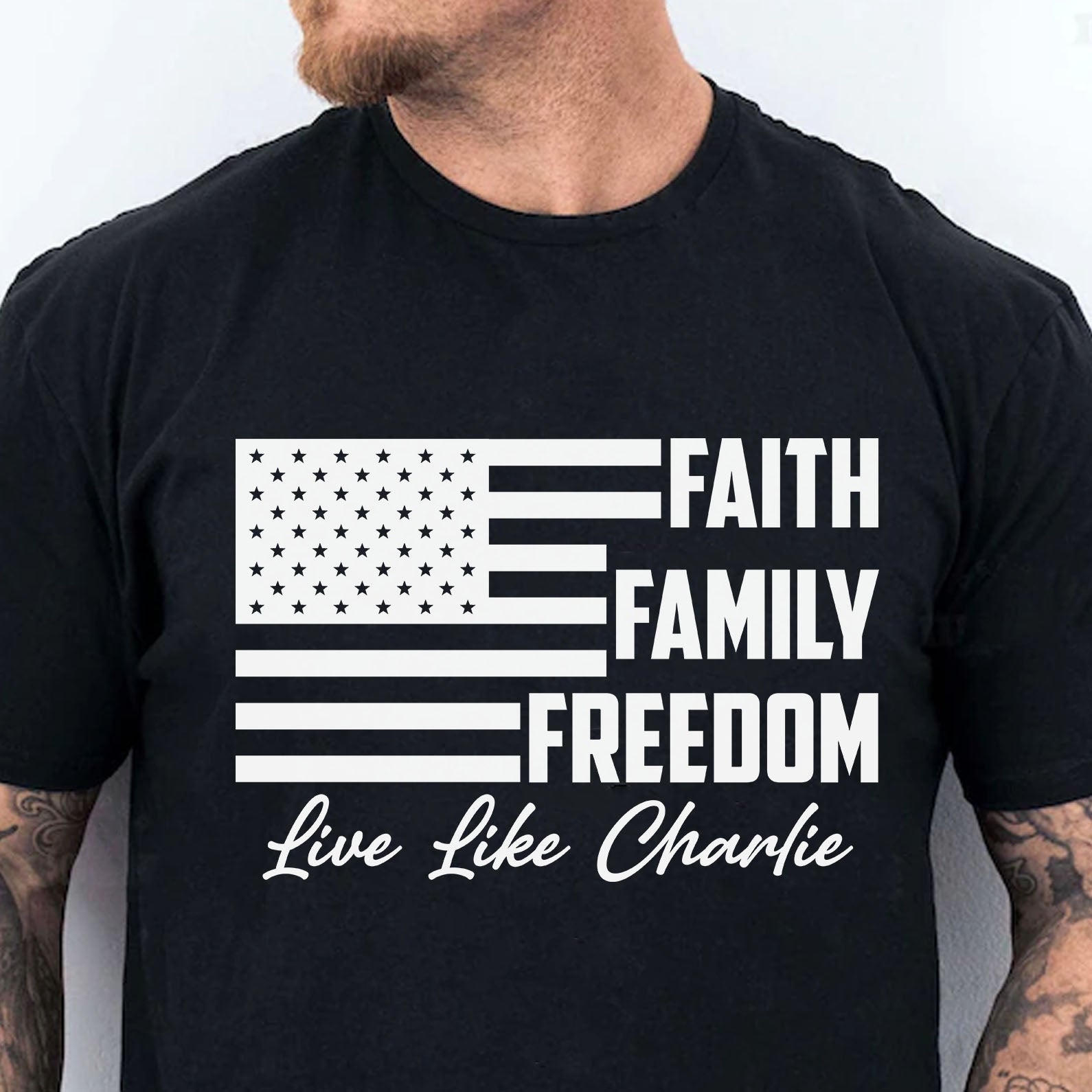 Live Like Charlie Faith Family Freedom Shirt | Justice Charlie Kirk Memorial Shirt 683011