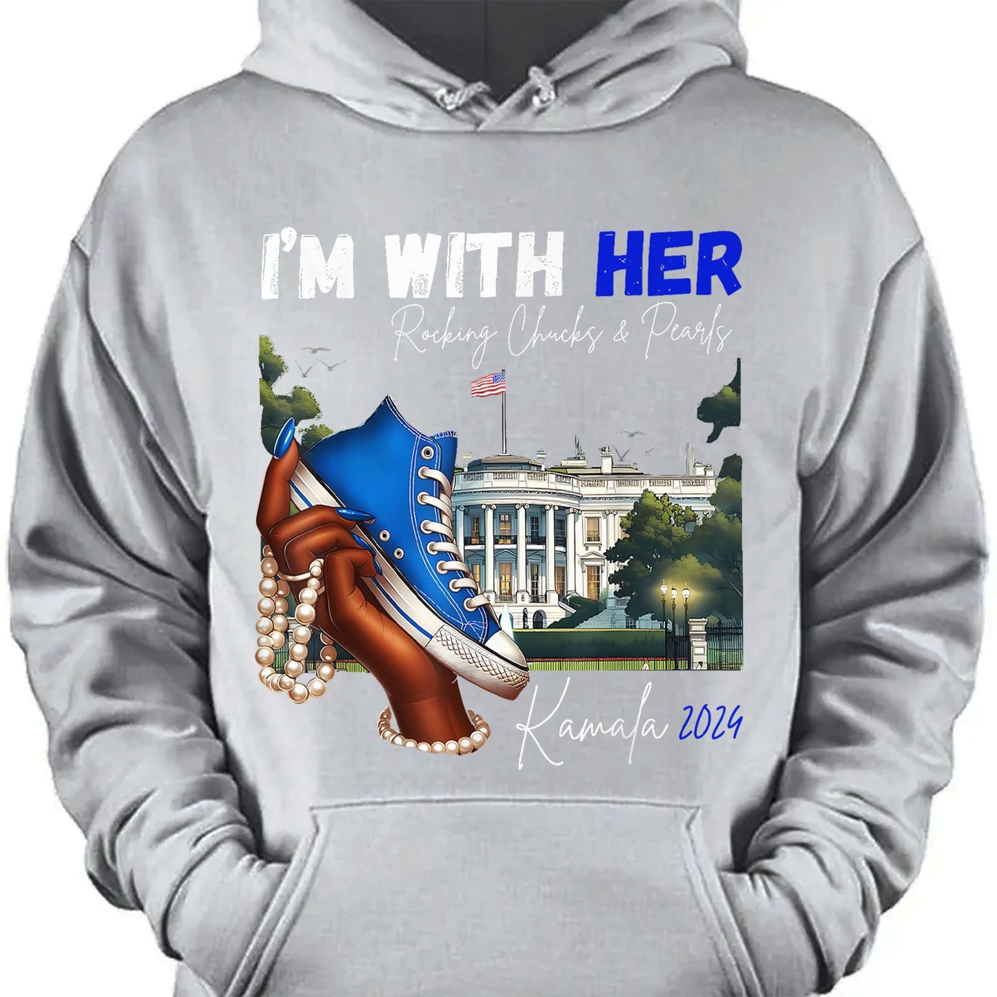 I'm With Her Rocking Chucks and Pearls | Kamala Harris 2024 Shirt | Democrat Shirt Dark T1241 - KH2