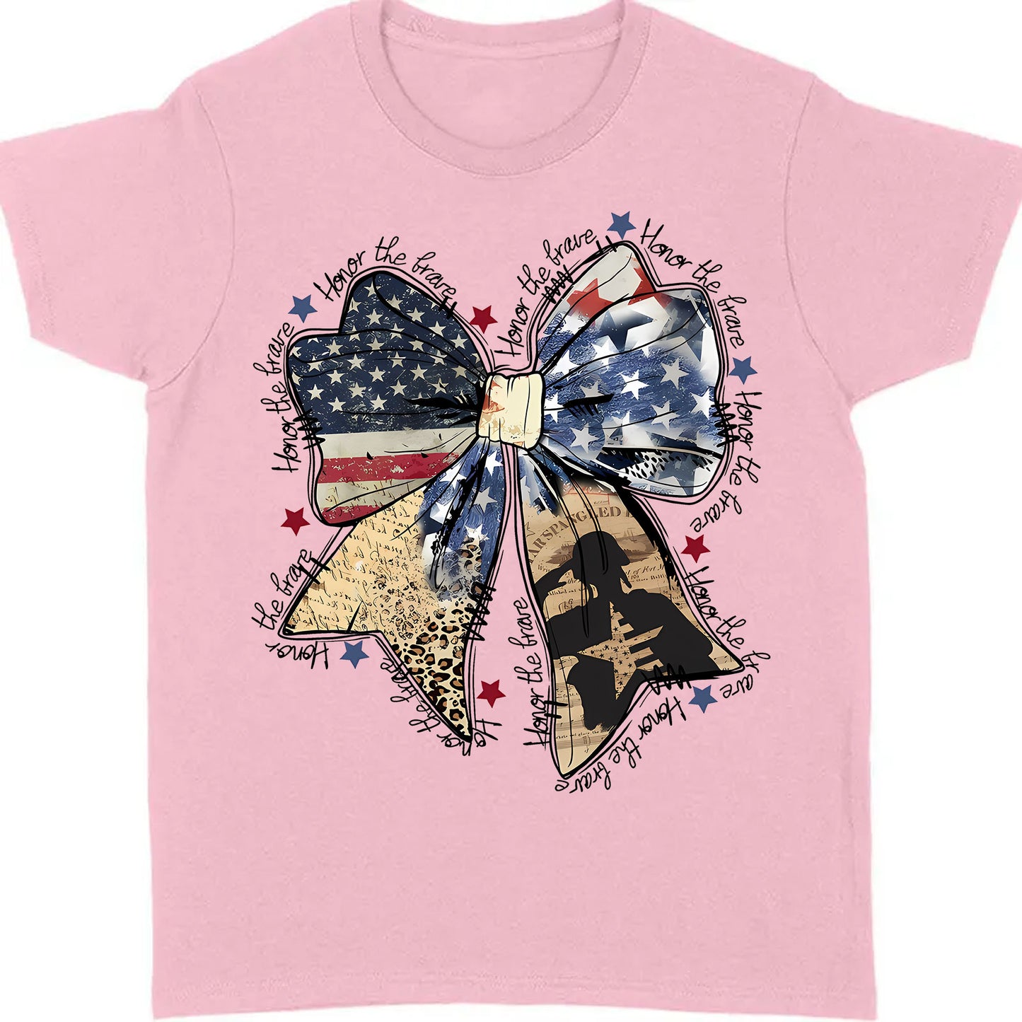 Honor The Brave Shirt | Coquette American T-Shirt | Memorial Coquette Bow Shirt | 4th of July Shirt | Independence Day Tee 682311