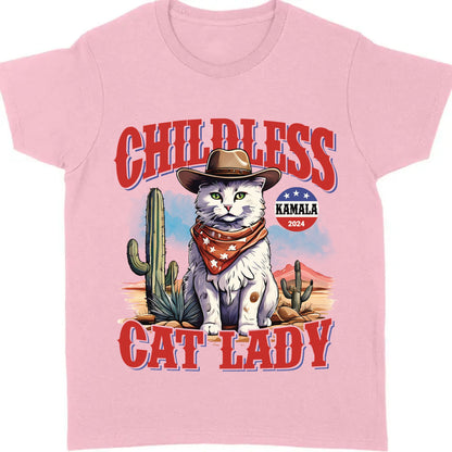 Childless Cat Lady Shirt | Kamala Harris 2024 Shirt | Democrat Shirt Bright T1239 - KH2