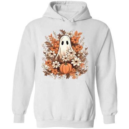 Fall Floral Ghost Halloween Shirt, Autumn Pumpkins Trendy Halloween Shirt 776V3