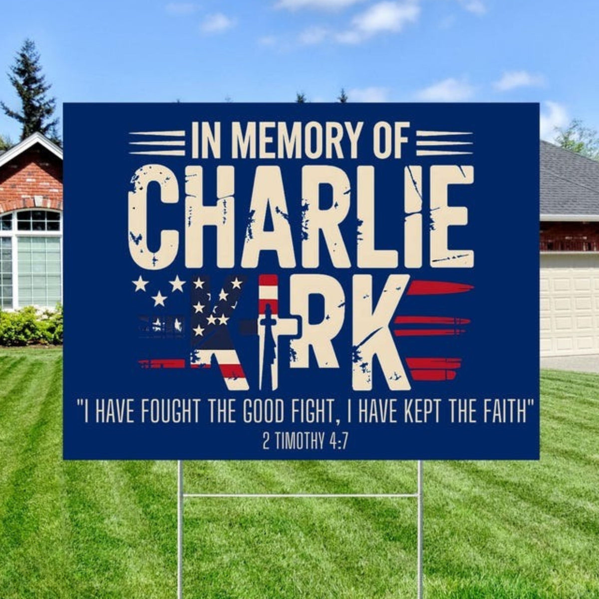 In Memory of Charlie Kirk Sign – Patriotic Memorial Yard Sign with Bible Verse, Faith Family Freedom Lawn Decoration 682994