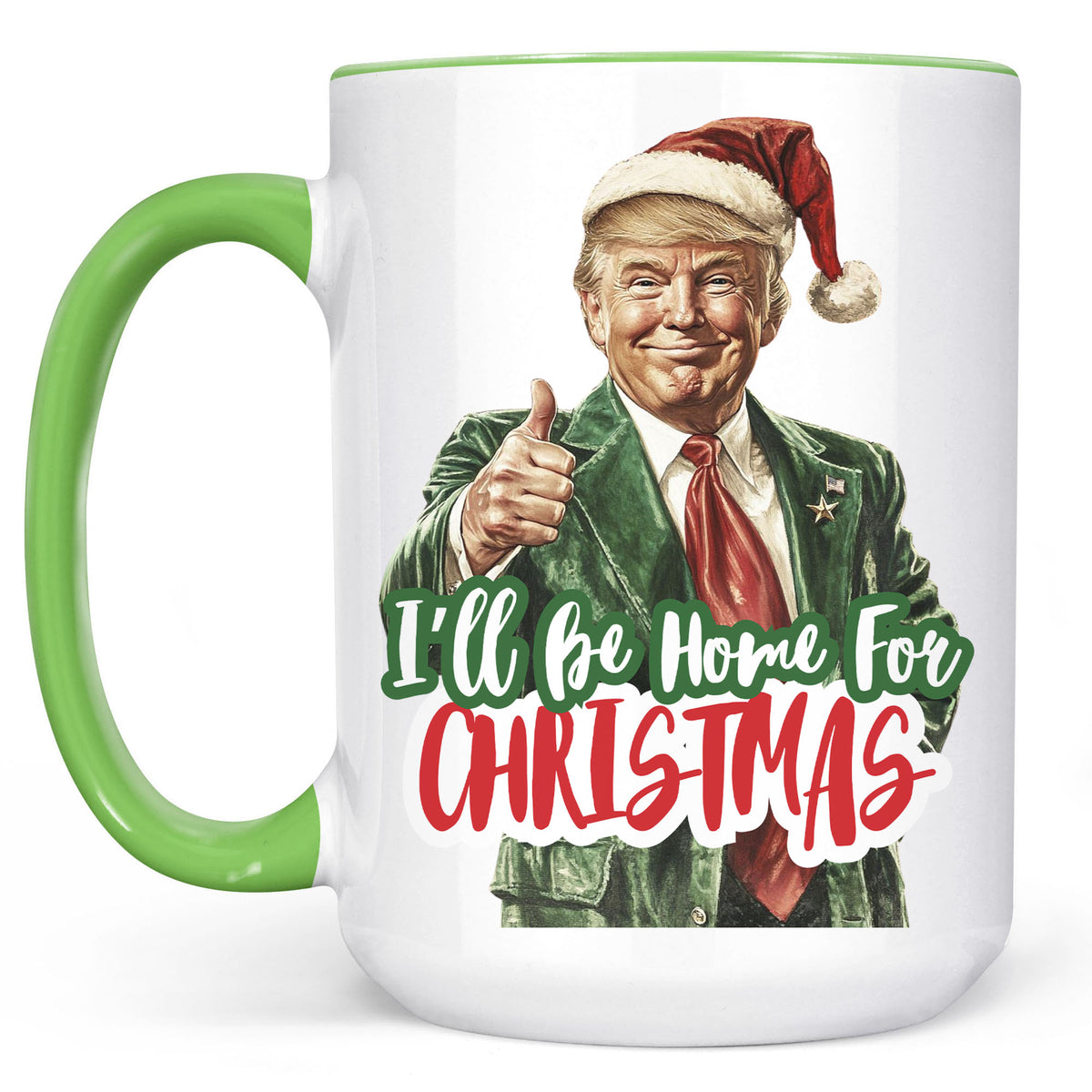 Trump I'll Be Home for Christmas Mug, Humorous Trump Christmas Mug, Christmas Republican White Mug Accent Mug C1559 - GOP