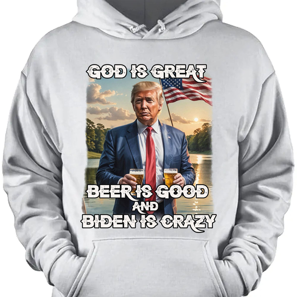 God Is Great Beer Is Good And Biden Is Crazy | Trump 2024 Shirt | Trump Supporters Shirt Dark T1198 - GOP