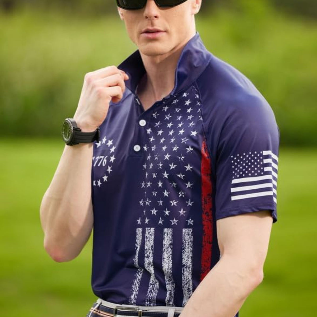 Patriotic American Graphic Polo Shirt| Personalized Golf Shirt | Golf Team Outfit | Gift For Golf Lovers 683996