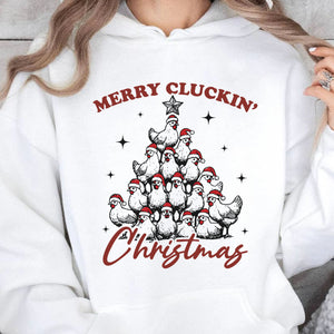 Merry Cluckin' Christmas Shirt, Christmas Farmhouse Sweater, Funny Trendy Merry Christmas Chickens Sweatshirt T1657