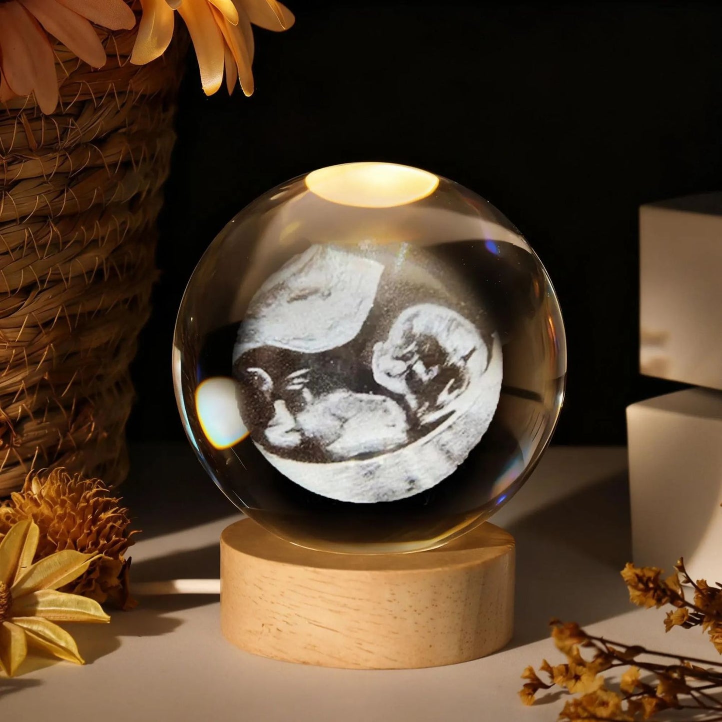 Custom Photo Crystal Ball Night Light | Personalized Night Light | Pregnancy Reveal | Baby Sonogram Keepsake Gift 684318