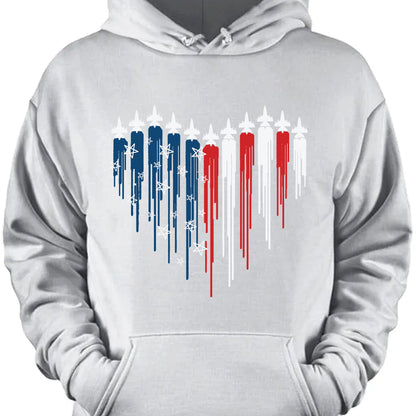 Fighter Jet Airplane American Flag Unisex Shirt | Red White Blue Shirt | Independence Day Shirt | 4th of July Shirt Dark C1059