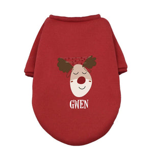 Personalized Christmas Deer Pet Name Dog Hoodies, Custom Name Dog Clothes, Clothes for Small Medium Large Dogs T1673