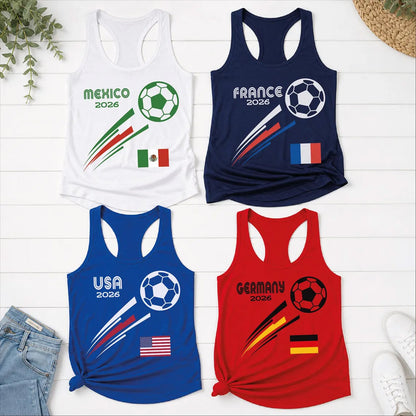 Custom Country Flag Soccer Racerback Tank Top, USA Mexico France Germany Football Fan Shirt 2026 685481