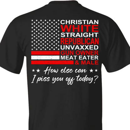 Christian White Straight Republican Shirt | Donald Trump Homage Shirt | Donald Trump Fan Backside Shirt T939 - GOP