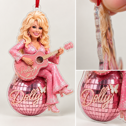Dolly Parton Acrylic Ornament, Pink Disco Ball Country Music Ornament, Dolly Fan Christmas Gift 686094