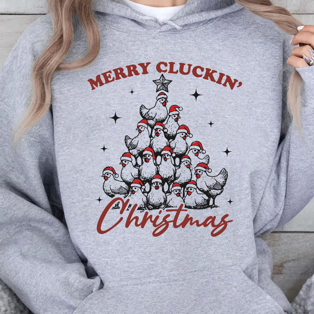 Merry Cluckin' Christmas Shirt, Christmas Farmhouse Sweater, Funny Trendy Merry Christmas Chickens Sweatshirt T1657