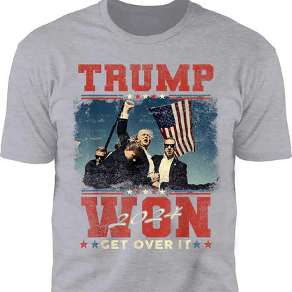 Trump Won Get Over It, Trump Victory Shirt, Celebrate the Win Election 47th Shirt Dark T1706 - GOP