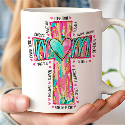 Faithful Mom Mug – Christian Mother’s Day Gift With Cross And Heart, Uplifting Spiritual Coffee Cup 682154