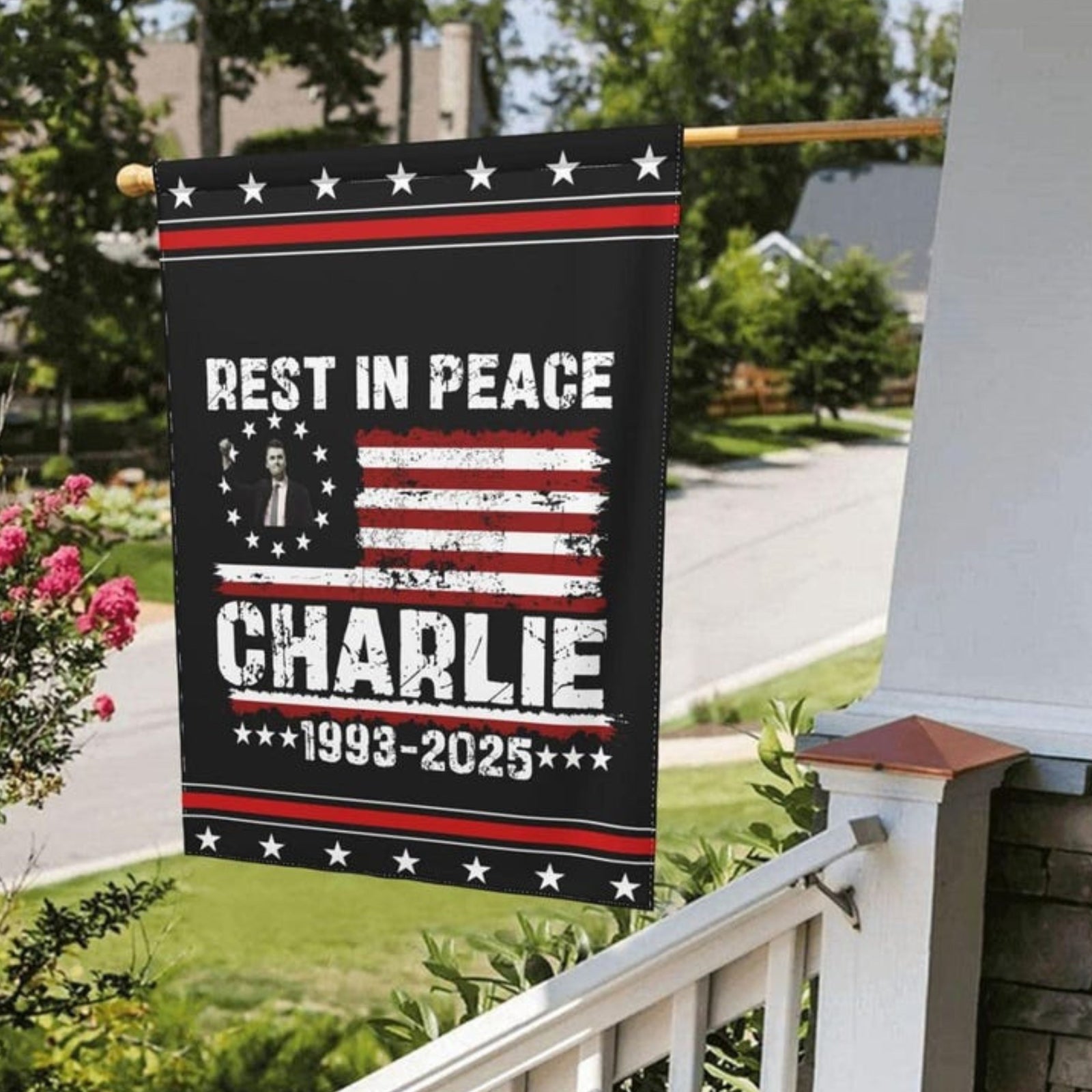 Rest In Peace, Justice For Charlie Kirk Flag Republican | Stand With Charlie Garden Flag | Charlie Kirk House Flag 682996