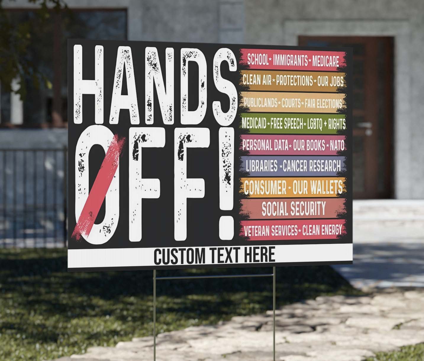 Hands Off Democracy Yard Sign – Personalized 8647 Anti Trump Anti MAGA Political Protest Banner for Democrat Resistance, Outdoor FDT & DOGE Yard Display 682189