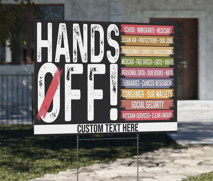 Hands Off Democracy Yard Sign – Personalized 8647 Anti Trump Anti MAGA Political Protest Banner for Democrat Resistance, Outdoor FDT & DOGE Yard Display 682189