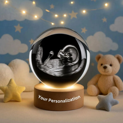 Custom Photo Crystal Ball Night Light | Personalized Night Light | Pregnancy Reveal | Baby Sonogram Keepsake Gift 684318