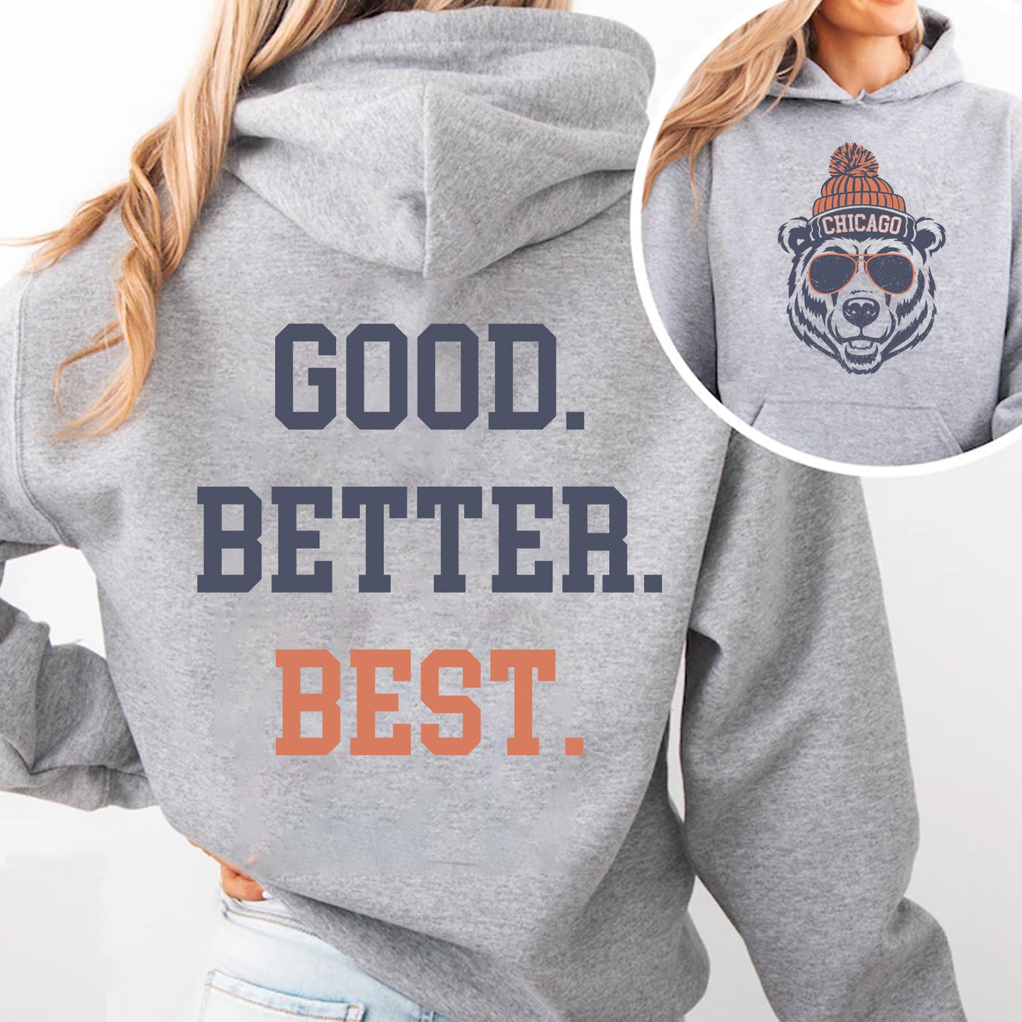 Chicago Football Sweatshirt, Trendy Chicago Football Fan Gifts, Chicago Football Game Day Front & Back Shirt 684144