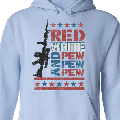 Red White and Pew Pew Pew Unisex Shirt | 4th of July Shirt | Retro America Patriotic Shirt Bright C1055