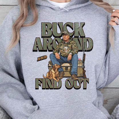 Trump Camo Hunting Shirt, Buck Around and Find Out Republican Outdoorsy Fishing Shirt Bright T1704 - GOP