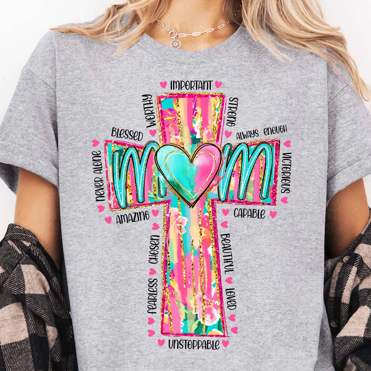 Faithful Mom Sweatshirt – Colorful Cross Heart Mama Pullover, Christian Mother’s Day Gift 682154